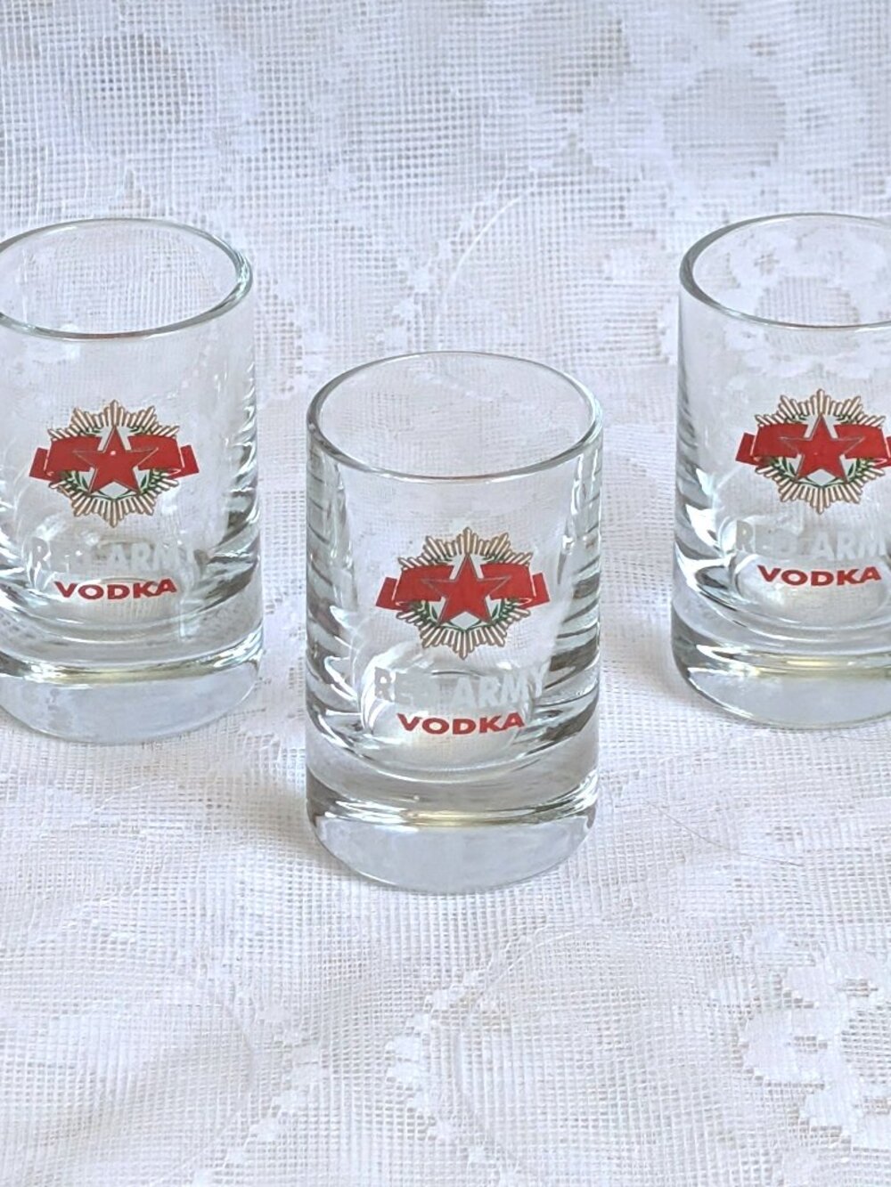 NOS Russian Soviet USSR Red Army Vodka Shot Glass Glasses Set Of 3